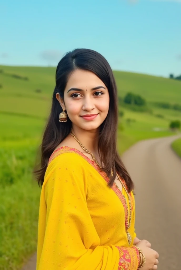 Beautiful south indian girl in yellow lehenga