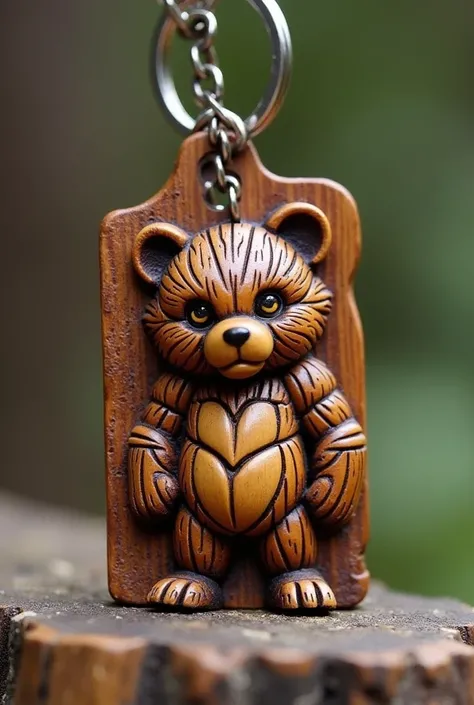 League of Legends bear keychain carved in wood