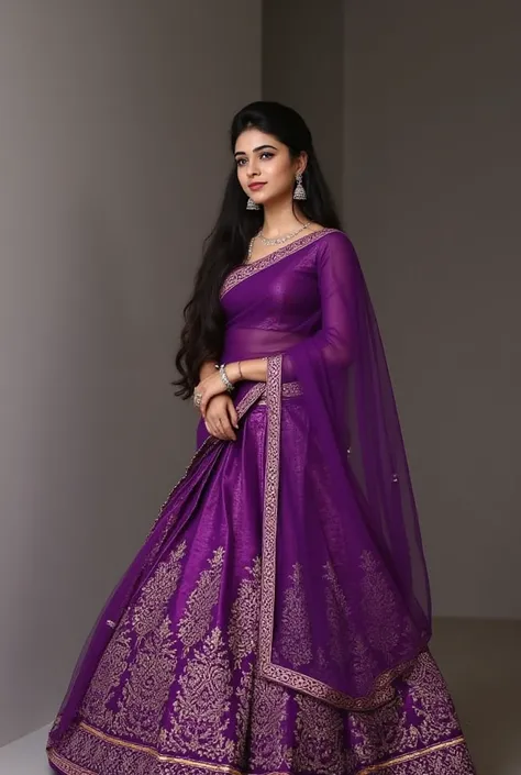 Beautiful south indian girl in violet lehenga