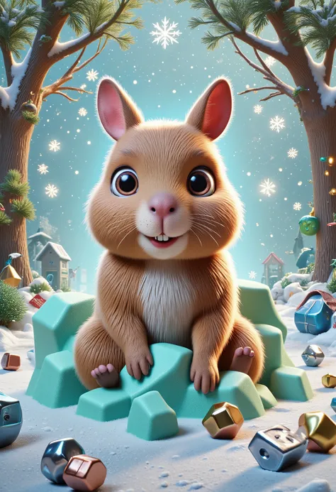 postcard
fluffy snowflakes
two
funny fluffy
cartoon
brown bunny
pale blue neon
under the fir tree
glass snowflakes
marshmallow snow pile
greenish blue
in artistic style
Tim Burton