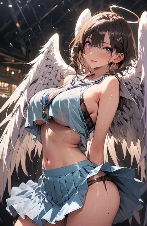 (Beautiful girl with angel wings: 1.3),One girl with angel wings,masterpiece,  top quality,   ultra high resolution ,A girl with angel wings growing from her back in rich contrast、, super quality,8k, High-Definition CG Unit Wallpaper, texture , unbelievabl...