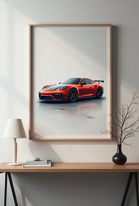 Porsche car photo frame for wall in which the Detail ko car is included 