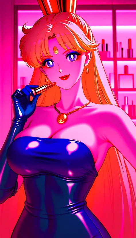 score_9,score_8_up ,score_7_up , ,    Masterpiece,    Hi-Res,    shiny clothes,   alone, Atsugesho:5.0,(Minako Aino\(Sailor Moon\)):2.5,   Heavy makeup,    long hair, (   Gold:1.1),  (   white skin:1.3), , Red gem on forehead,  red lipstick,    eyeshadow, ...