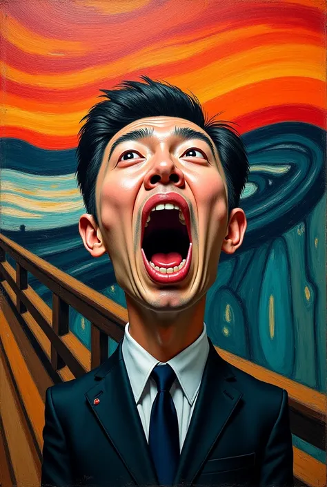 Compose the face in Munch's scream painting with South Korean President Yoon Seok-yeol