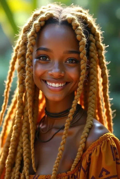 Blonde girl with rasta braids 