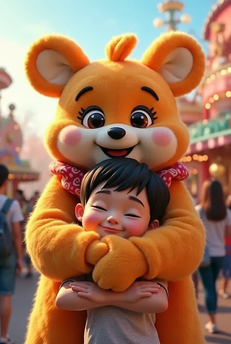 Hug it so that it covers it from behind, Mascot, Amusement Park