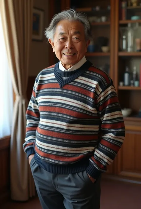 ((  best quality)), (( masterpiece striped sweater)), (detailed),  a sensual Japanese grandfather's body, height of 1,60,  having sex, avec des vêtements extrêmement petits serrant ses seins extrêmement volumineux, And your little pussy , 



