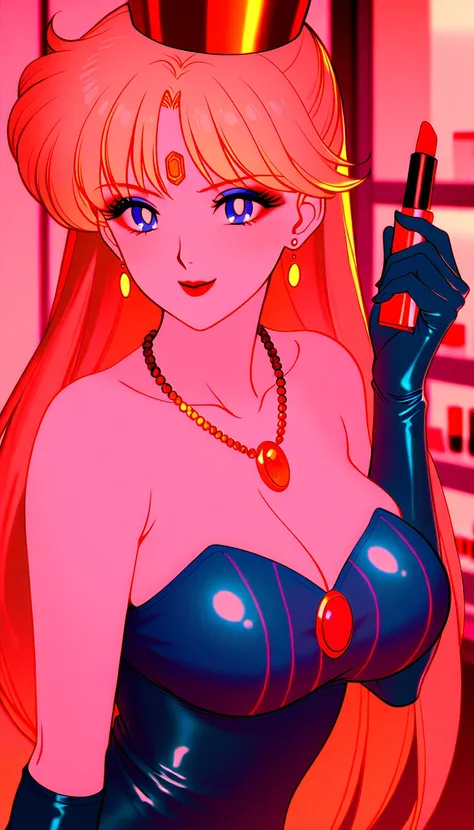 score_9,score_8_up ,score_7_up , ,    Masterpiece,    Hi-Res,    shiny clothes,      alone, Atsugesho:5.0,(Minako Aino\(Sailor Moon\)):2.5,   Heavy makeup,    long hair, (   Gold:1.1),  (   white skin:1.3), , Red gem on forehead,  red lipstick,    eyeshado...