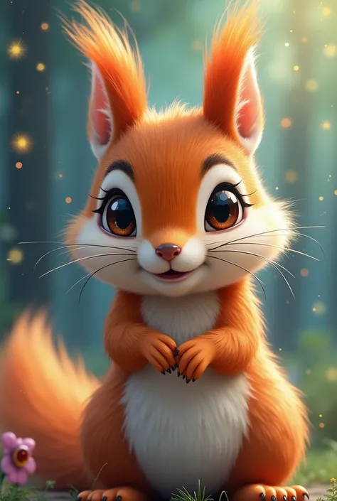 ( Close Up of an Outstanding Masterpiece:1.5)0.9] (squirrel:1.2) (Soft tail:1.1)( fantastic scenery:1.2)( animals like Haru:1.0) ( colorful stars in the eyes :1.0)(Shining brilliance :1.1)(Cheerful like spring:0.9)