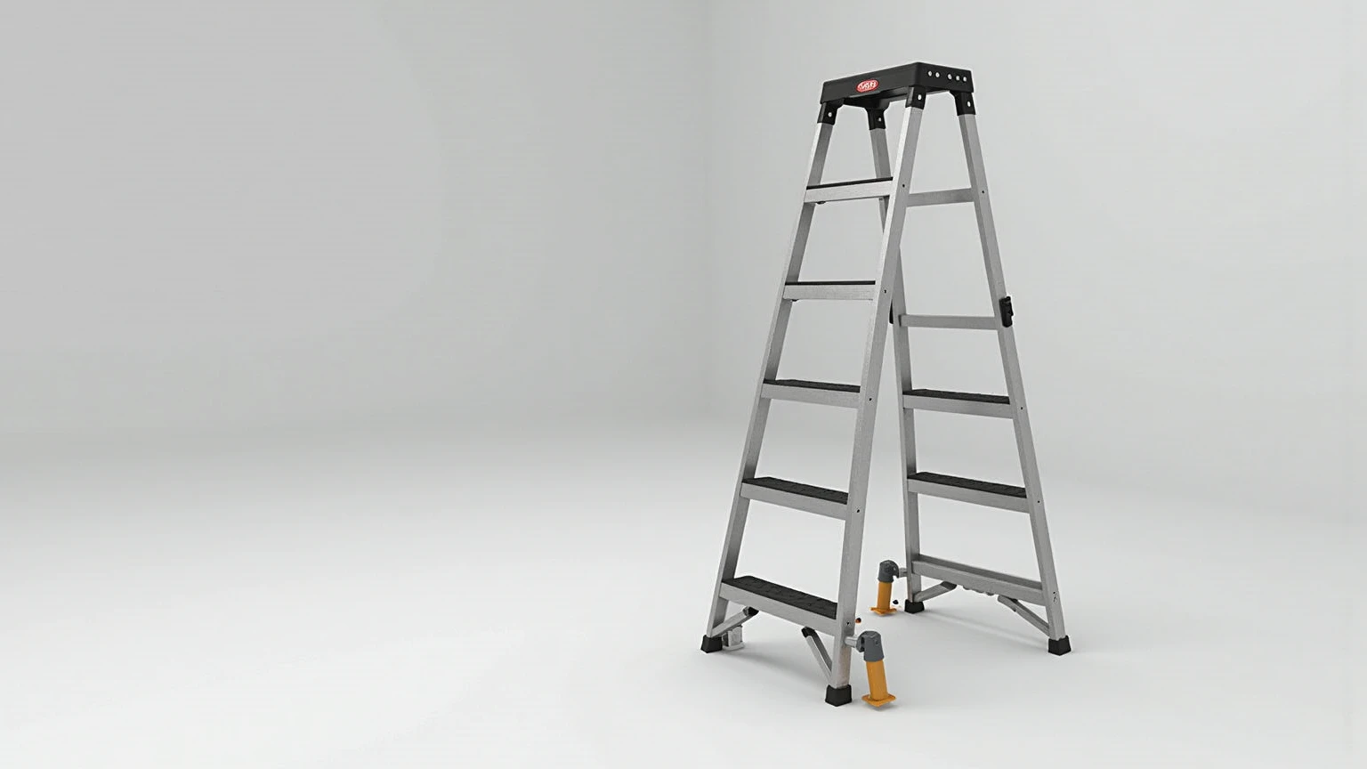 Aluminum 4-Foot Ladder with Safety Features: A product image of a 4-foot aluminum ladder highlighting safety features like slip-resistant steps and a locking mechanism to prevent accidental closure.