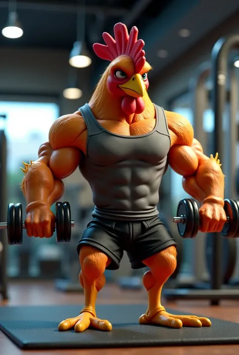 Muscular chicken that is hitting the gym
