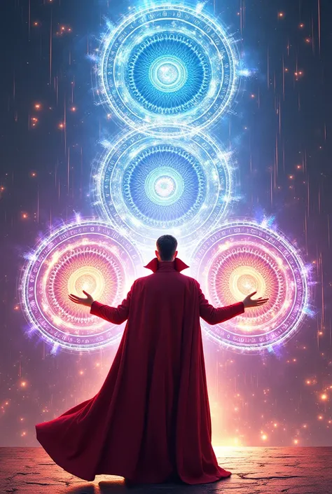 Doctor Strange creating 3 medium-sized solo portals 