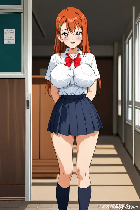 ,  3d anime style ,  with big breasts,  schoolgirl clothes,  prostitute, leaving school, And showing off their breasts