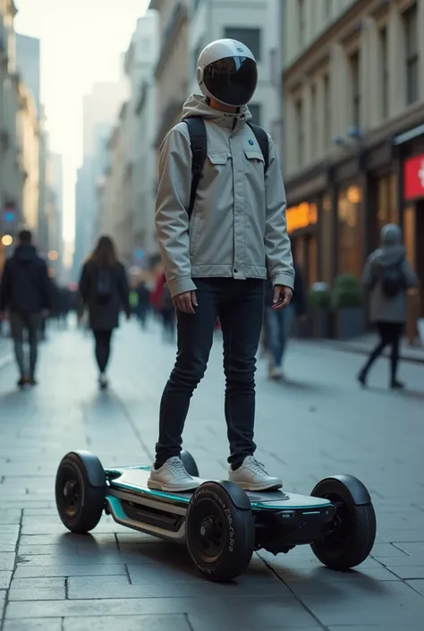 A skateboard that can ride alone with battery-powered technology and has a personal assistant 