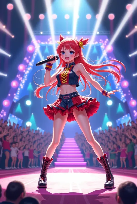 Hoshino Ai anime-style girl on stage singing by Oshi no ko