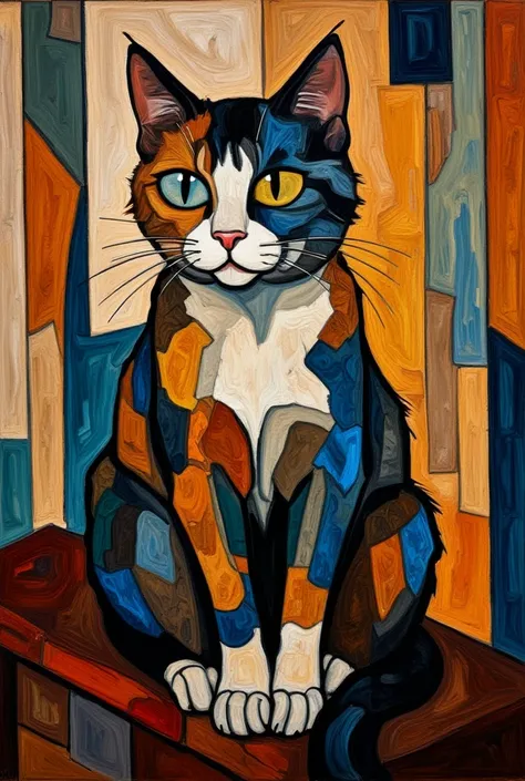 cat art in cubist style