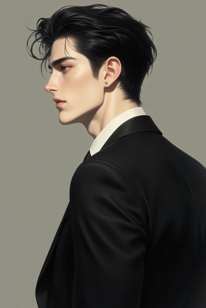 Beautiful man,Handsome profile, black hair, black eyes,Short Hair