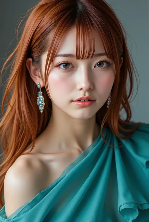 Close-up photo of a beautiful Irish girl, adorable face, red long layered hair, no makeup, realistic skin texture, low saturation, dark tone, inspired by Alessio Albi, f1. 4, 85mm lens, hyper realistic , lifelike texture, dramatic lighting, professional sh...