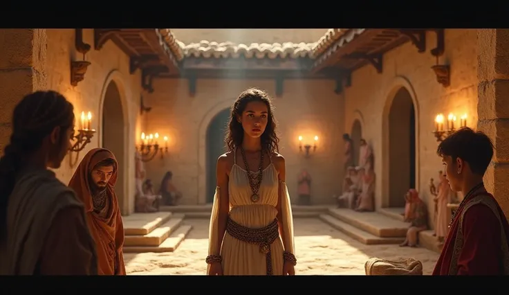 Dinah in the Bible in an ancient home