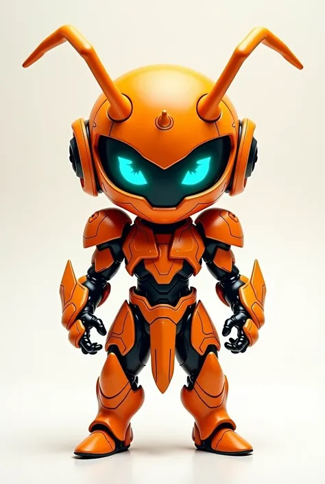 " A futuristic chibi character representing Erion ,   Ants are modeled characters、A futuristic chibi-style character representing Erion。Poses with plenty of room、Full Body 、It is completely frontal  . Erion is an ancient Titan ,  Mainly with orange armor ,...