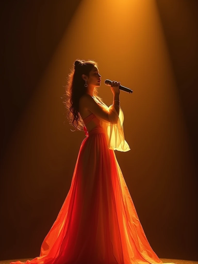 A Korean woman sings at her shows 