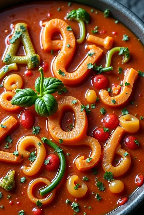 Generate a food alphabet soup.  in Spanish