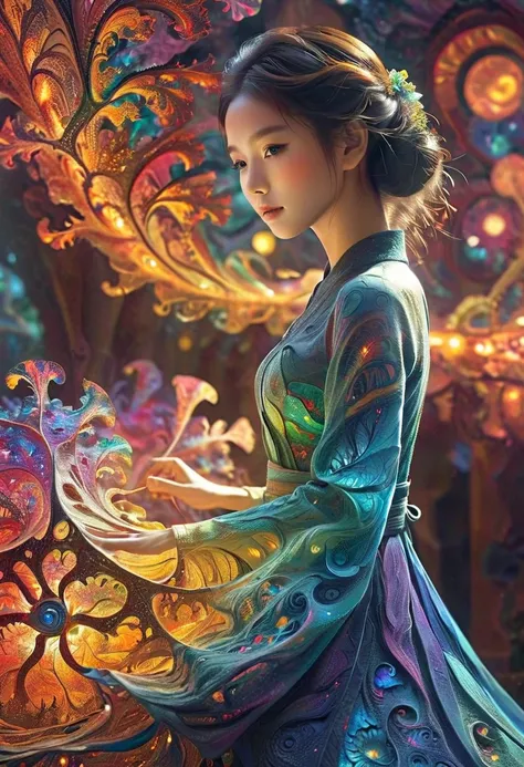 Fractals，Luminescence， 1 girl working part-time，闪闪Luminescence， fuzzy motion ，