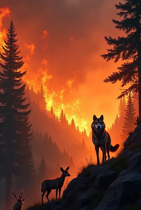  Scene 3 :  Wolf's Run 

( Lobo ran down the mountain ,  fast and fast .  The fire continues approaching .  Wolf screams to warn other animals .)

Lobo ( screaming ):
" Prepare ! Ang wildfire ay dumarating!  We must look for a safe place !"

( See other an...