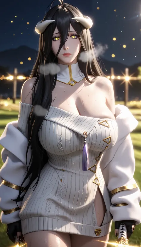 score_9, score_8_up, score_7_up, score_6_up, score_5_up, score_4_up, uncensored, albedo \(overlord\), black hair, long hair, demon horns, slit pupils, yellow eyes, mature female, 3d, cgi, (voluptuous:1.3), (thick:1.3), BREAK UHD, retina, masterpiece, accur...