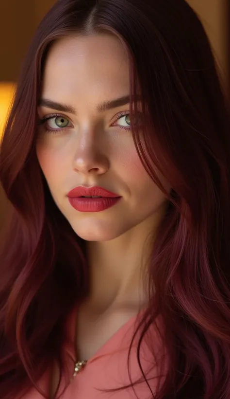 She is shaped like Anya Taylor Joy , os olhos da Billie eilish e a boca da Amanda Seyfried.  The woman has an expressive and striking face ,  with highlighted blue eyes and a captivating look .  Her face shape seems slightly oval ,  with well-defined cheek...