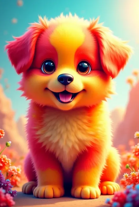 Cute puppy dog with bright colours