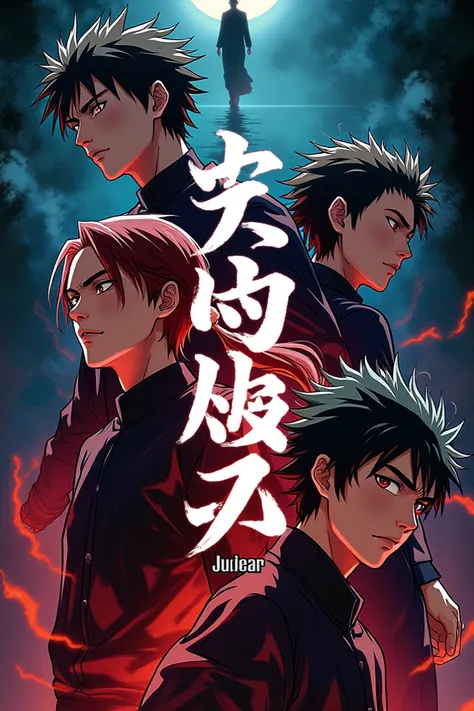  Make the cover of the manga of  "Jujutsu Kaisen"  place all the characters, And put on the middle logo 