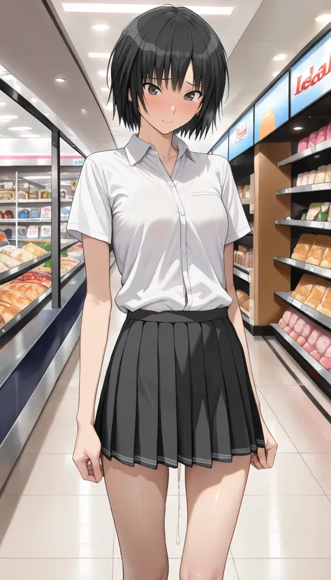 (masterpiece,best quality:1.2,amazing quality,very aesthetic,absurdres,newest,realistic),(Nanasaki Ai,amagami),1woman,Alone,after sex,(adult:1.2),(very small head:1.2),(ideal ratio body proportions:1.2,slender body:1.3,skinny:1.2),medium breasts,black hair...