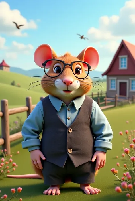 Country rat with glasses