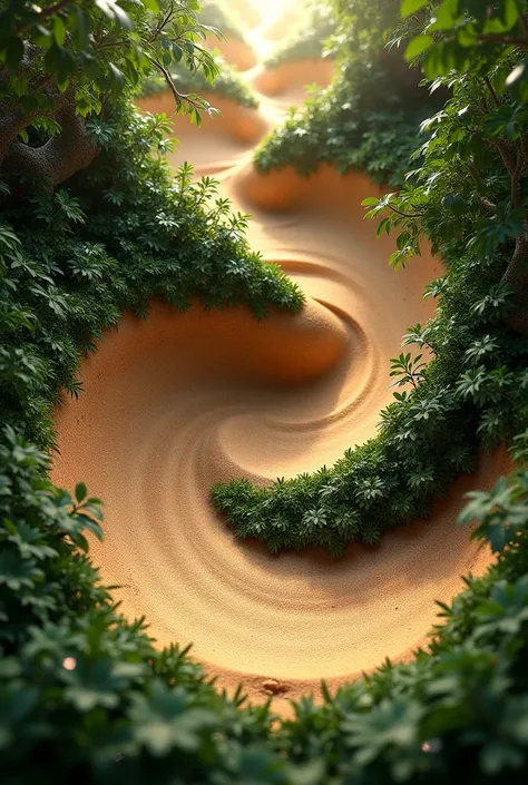 Take the same picture but spirally like sand and foliage but spirally