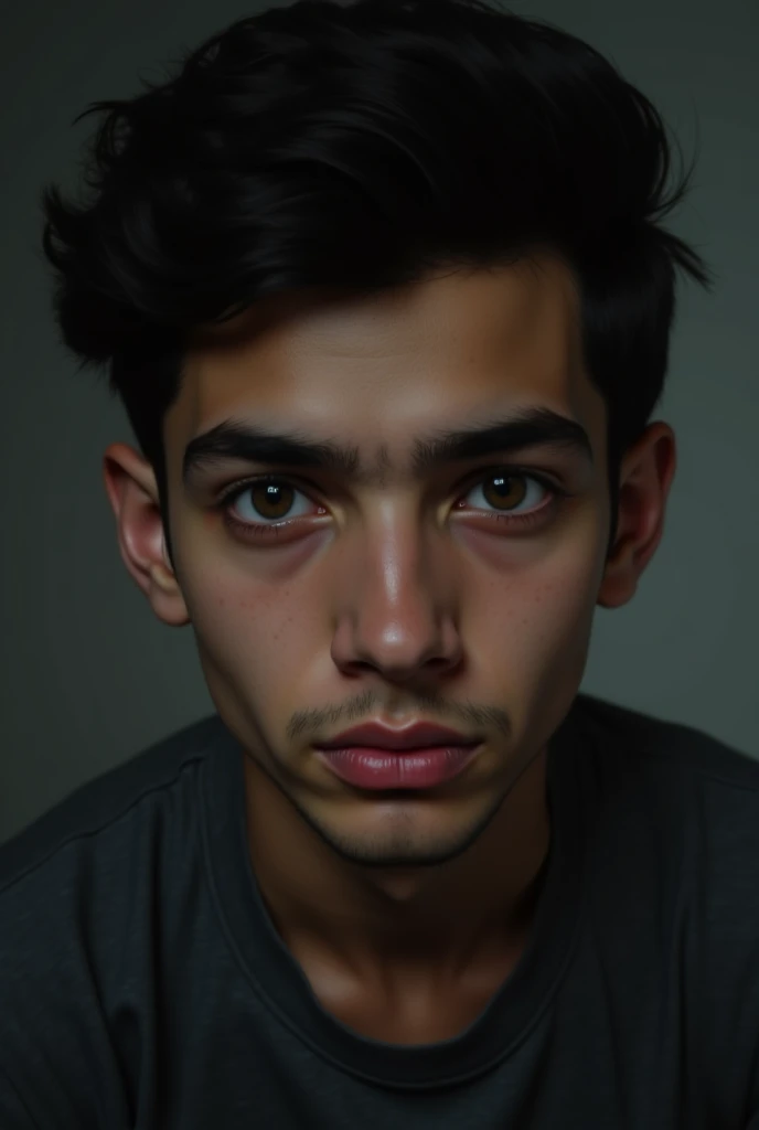 A realistic young man with schizophrenia with Arab features