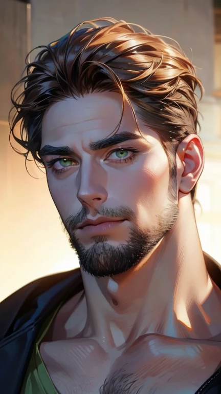 (        better quality,4K,8k,       highres,       masterpiece :1.2),       ultra-detailed      ,(realistic,photorealistic,photo-realistic:1.37),36-year-old man,3 day beard,Beautiful anime,Portraits,strong,Masculine,        with black hair  ,sharp jaw,   ...