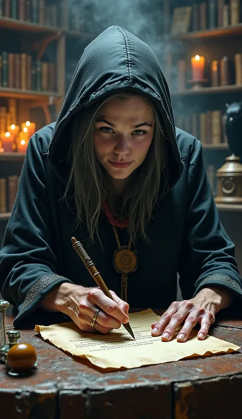 A witch writing a letter