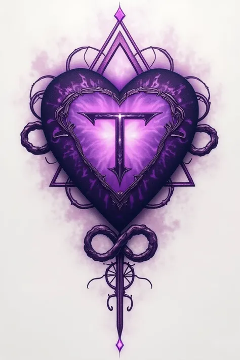 I want a tattoo of a purple heart with the letter T and that this design also has the 
Infinity sign 