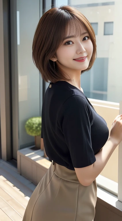 Big Breasts、 big breasted、((  Masterpiece))、((  top quality))、  photos、reality、  nothing 、  Increased Depth of Field 、Get used to it、    realistic lighting  、secretary、40 years old、 Kind Face、  short hair、   realistic background with accessories  、 big,  p...