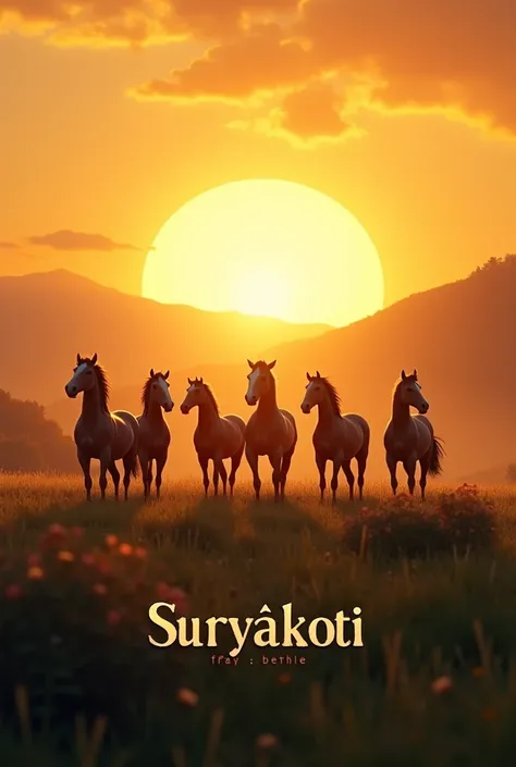 Sunrising shining to 7 horse 
Add text 
Business name : SURYAKOTI 
Add name
Change font style