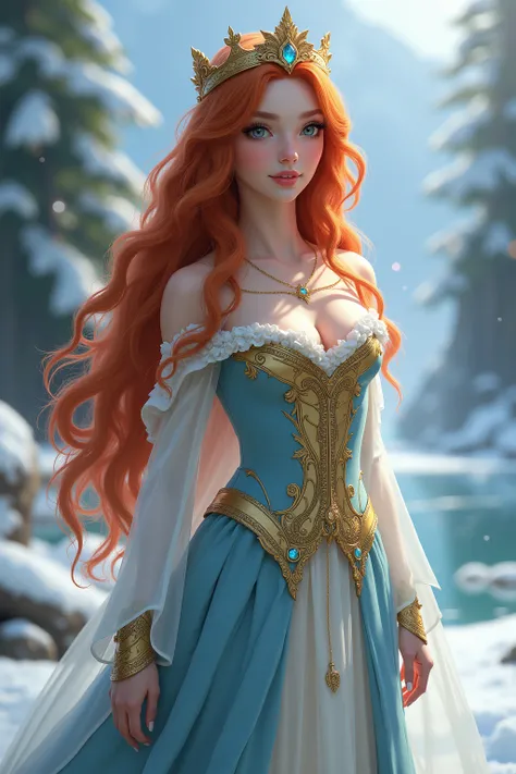 My name is Staciana .  I am a White Queen fairy and I am 22 years old. J’ai un visage 
humain réaliste.  My hair is very long, red and wavy..  I am passionate about snow and I love going to the mountains or to the waterholes.  I'm wearing a golden dress, b...