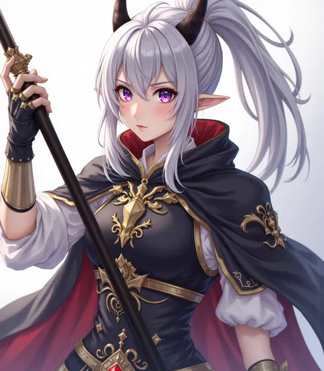  real 、  Tensho eru Kuroboshi Savia  、Living Freely: Human Women's Dragon Knight、 let your long silver ponytail take hold、Wear black dragon light armor and equip black dragon cavalry spears、gold dagger at the waist、 Gold Accessories 、Dungeon of the Abyss 、...