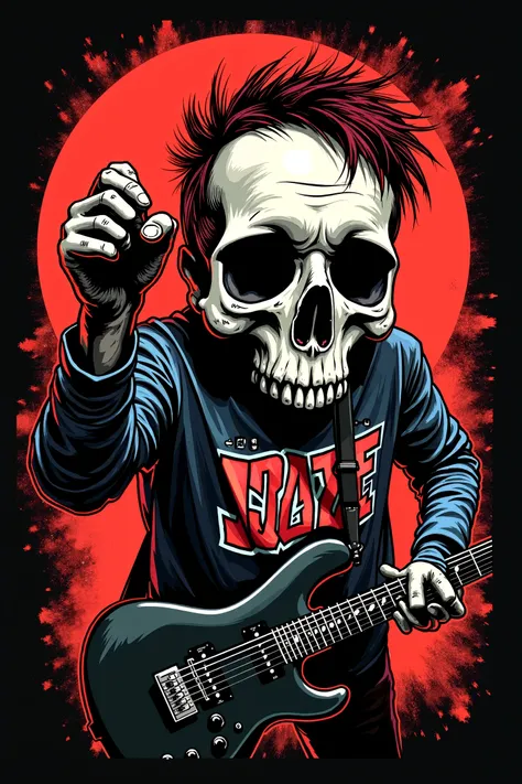 Create Rock t-shirt print artwork, with elements that refer to Punk Rock, Hardcore e Pop Punk, Feel free to create whatever you think is interesting and marketable to the Rocker public., but without many elements in the same image...