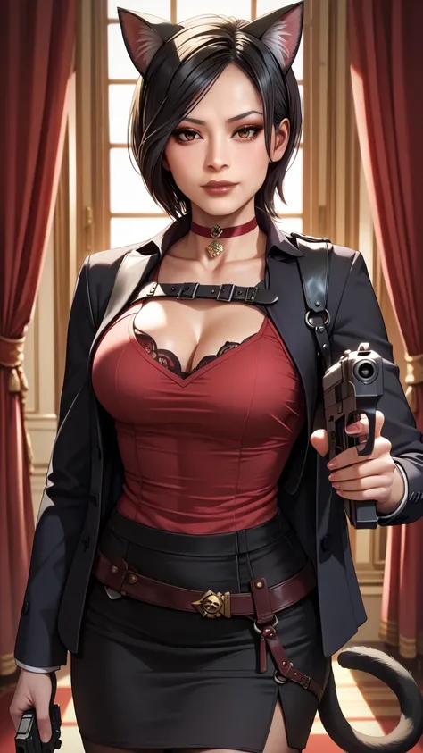 score_9, score_8_ up, score_7_ up, score_6_ up, masterpiece,  One Woman ,  thigh thickness,( super high res, highest image quality taken by Ki,Extremely fine and detailed details ,24K
 One Woman の子, Forehead:1.3,asymmetrical long straight hair, Ada Wong fr...