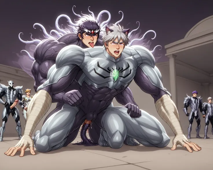 Toei animation style,((( Huge Muscles))),Confront the enemy, High Precisionな顔,Hyunckel, handsome, handsome,((Huge penis,Anal Sex 1.7)), crying face, Silver Hair,,8k, High Precision,'s greatest masterpiece, detailed depiction of up to the front door,Spiked ...