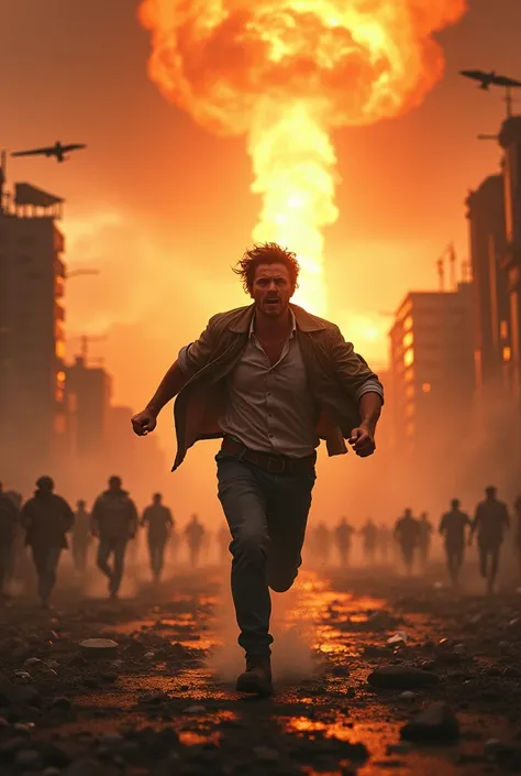 A man running to the Airport why fire is coming from heaven and every bodies is dieing and some are running but no way.