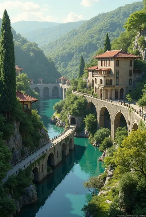 aqueducts, agricultural dams and canals ArchiZHS, modern house, buildings surrounded by nature, 