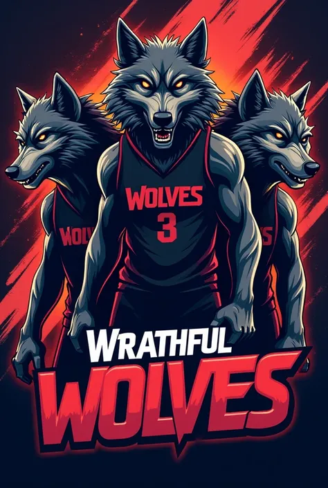 make me team logo with name wrathful wolves in basketball jersey uniform and short
