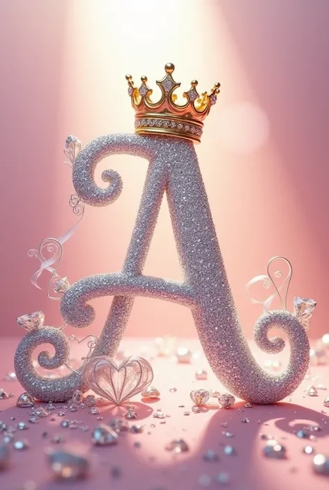 To generate an image similar to the first part of the screenshot (the decorative letter "A"), use this prompt:

"A luxurious and ornate letter 'A' in an elegant, cursive style, encrusted with sparkling diamonds and shimmering gemstones. The letter should h...